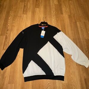 adidas Black and White Geometric Crewneck Sweater